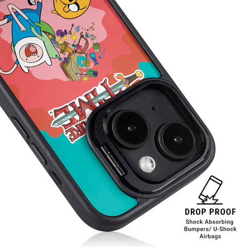 Adult Swim Adventure Time Jake and Finn iPhone 15 Plus Kickstand Case