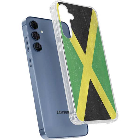 Jamaica Flag Distressed Galaxy A55 5G Clear Case