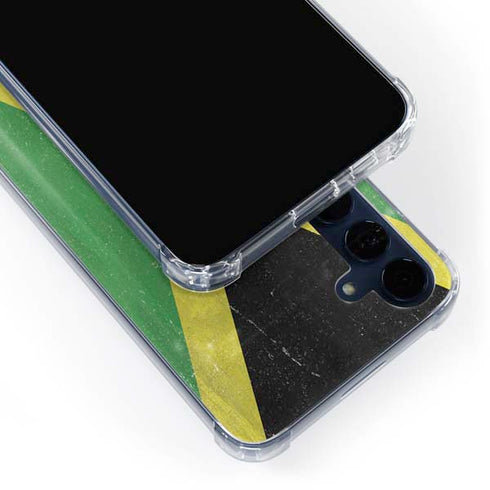 Jamaica Flag Distressed Galaxy A55 5G Clear Case