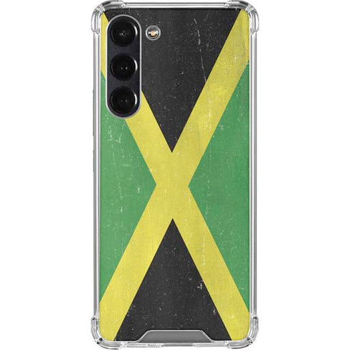 Jamaica Flag Distressed Galaxy S24 FE Clear Case