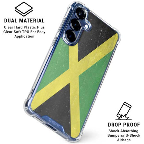 Jamaica Flag Distressed Galaxy S25 Clear Case