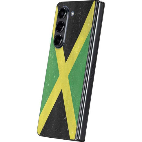Jamaica Flag Distressed Galaxy Z Fold5 5G Skin