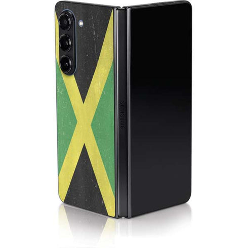 Jamaica Flag Distressed Galaxy Z Fold5 5G Skin