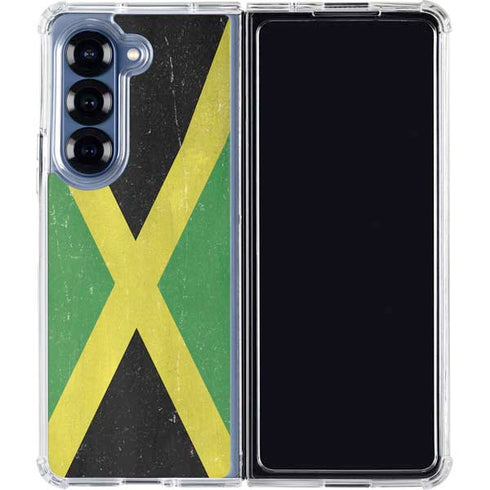 Jamaica Flag Distressed Galaxy Z Fold6 Clear Case