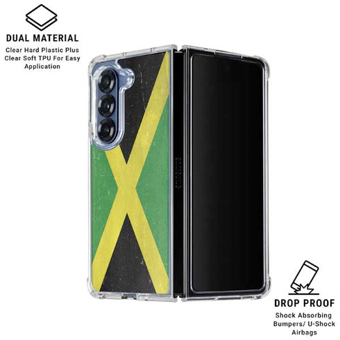 Jamaica Flag Distressed Galaxy Z Fold6 Clear Case