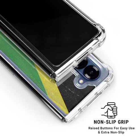 Jamaica Flag Distressed Galaxy Z Fold6 Clear Case