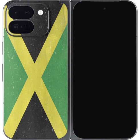 Jamaica Flag Distressed Google Pixel 9 Pro Fold Skin
