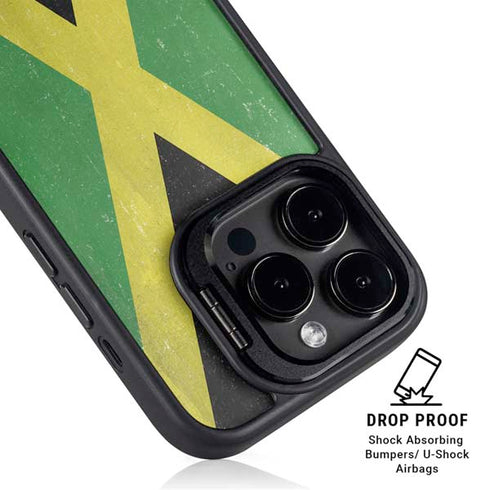 Jamaica Flag Distressed iPhone 13 Pro Max Kickstand Case