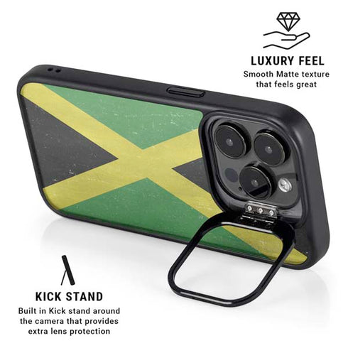Jamaica Flag Distressed iPhone 14 Pro Kickstand Case