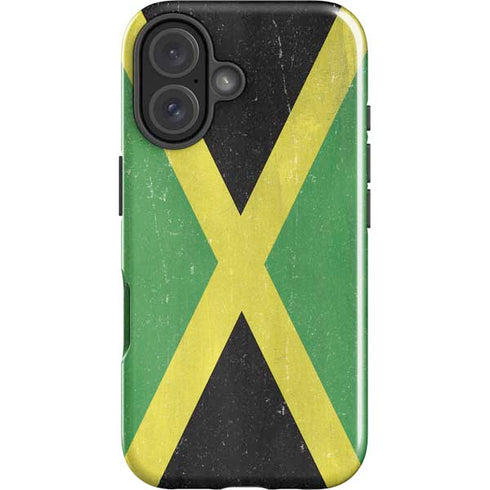 Jamaica Flag Distressed iPhone 16 Plus Impact Case