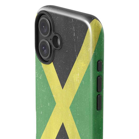 Jamaica Flag Distressed iPhone 16 Plus Impact Case