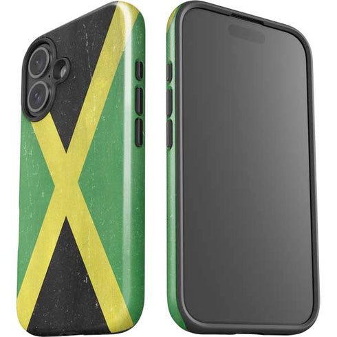 Jamaica Flag Distressed iPhone 16 Plus Impact Case