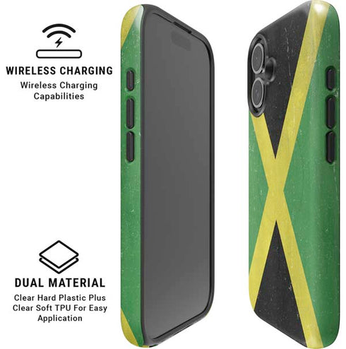 Jamaica Flag Distressed iPhone 16 Plus Magsafe Impact Case