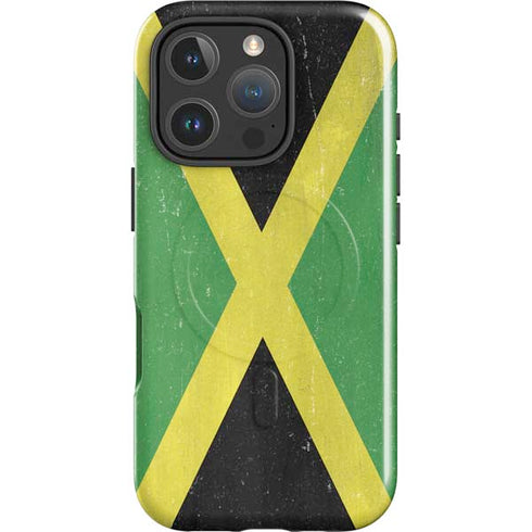 Jamaica Flag Distressed iPhone 16 Pro Max Magsafe Impact Case