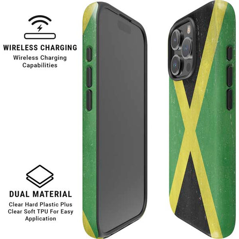 Jamaica Flag Distressed iPhone 16 Pro Max Magsafe Impact Case
