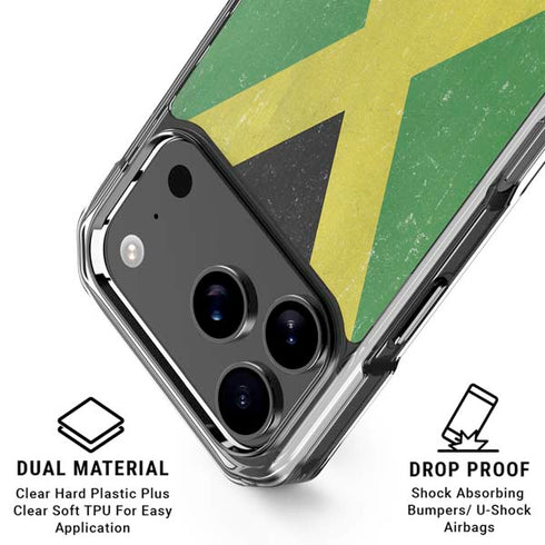 Jamaica Flag Distressed iPhone 18 Pro Clear Case