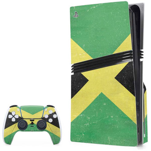 Jamaica Flag Distressed PS5 Pro Disk Bundle Skin
