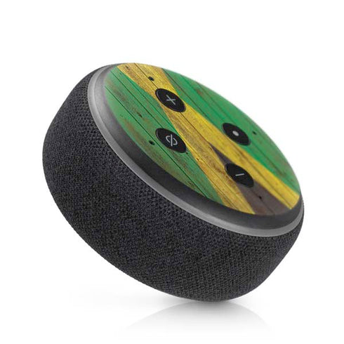 Jamaican Flag Dark Wood Amazon Echo Dot Skin