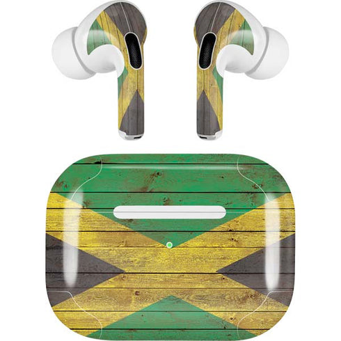 Jamaican Flag Dark Wood AirPods Skins