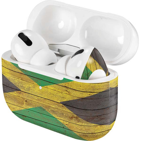 Jamaican Flag Dark Wood AirPods Skins