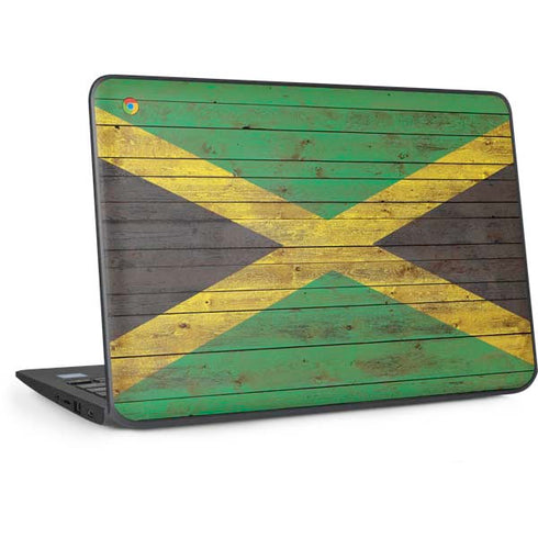 Jamaican Flag Dark Wood HP Chromebook Skin