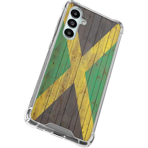 Jamaican Flag Dark Wood Galaxy A16 5G Clear Case