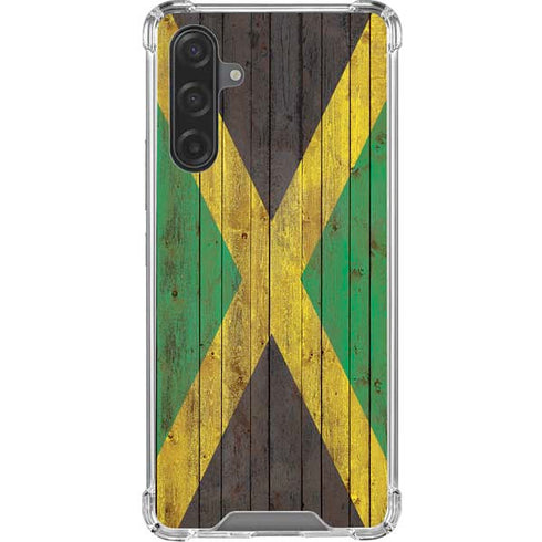 Jamaican Flag Dark Wood Galaxy A17 Clear Case