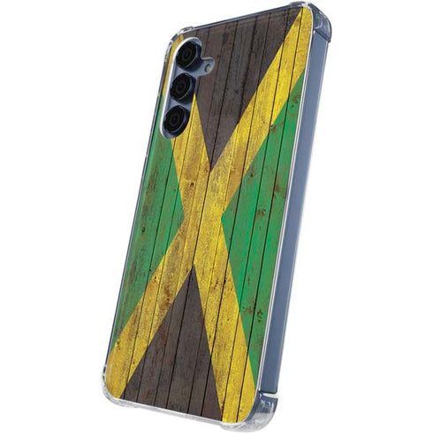 Jamaican Flag Dark Wood Galaxy A35 5G Clear Case