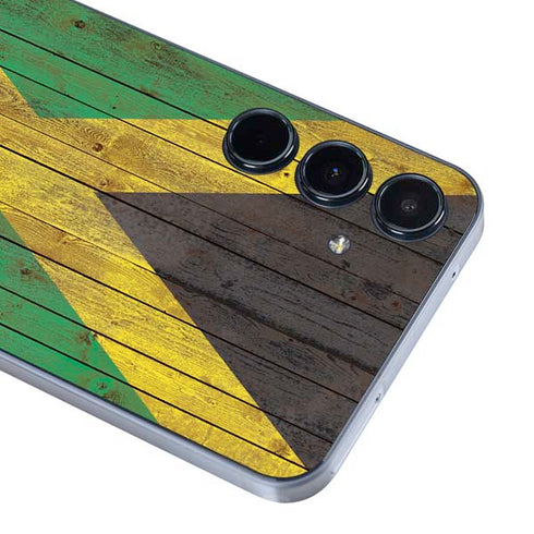 Jamaican Flag Dark Wood Galaxy A35 5G Skin