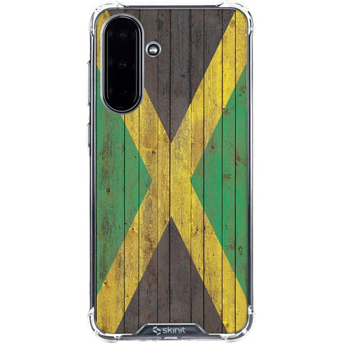 Jamaican Flag Dark Wood Galaxy A36 5G Clear Case