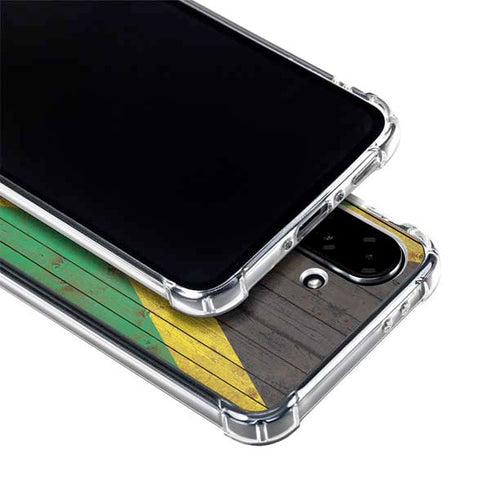 Jamaican Flag Dark Wood Galaxy A36 5G Clear Case
