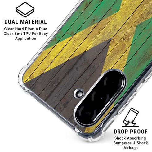 Jamaican Flag Dark Wood Galaxy A36 5G Clear Case