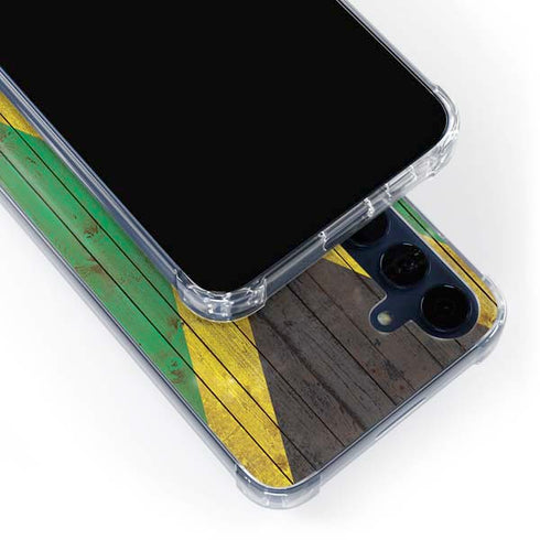 Jamaican Flag Dark Wood Galaxy A55 5G Clear Case
