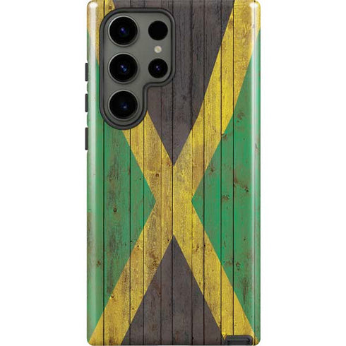 Jamaican Flag Dark Wood Galaxy S23 Ultra Pro Case