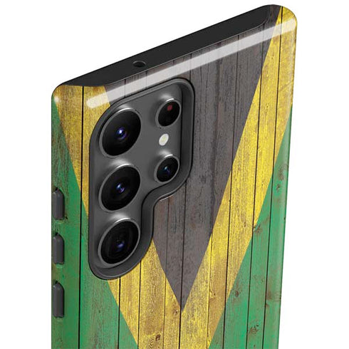 Jamaican Flag Dark Wood Galaxy S23 Ultra Pro Case