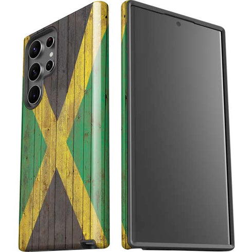 Jamaican Flag Dark Wood Galaxy S23 Ultra Pro Case
