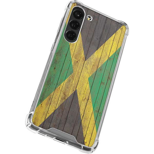 Jamaican Flag Dark Wood Galaxy S24 FE Clear Case