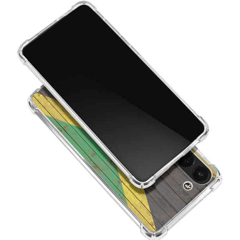 Jamaican Flag Dark Wood Galaxy S24 FE Clear Case