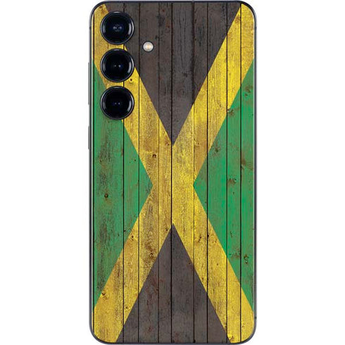 Jamaican Flag Dark Wood Galaxy S25 Plus Skin