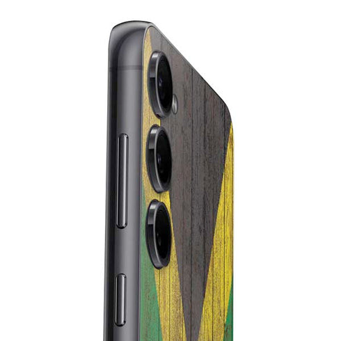 Jamaican Flag Dark Wood Galaxy S24 Plus Skin