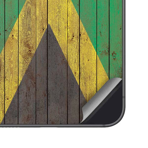Jamaican Flag Dark Wood Galaxy S25 Plus Skin