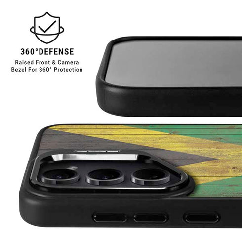Jamaican Flag Dark Wood Galaxy S24 Ultra Kickstand Case