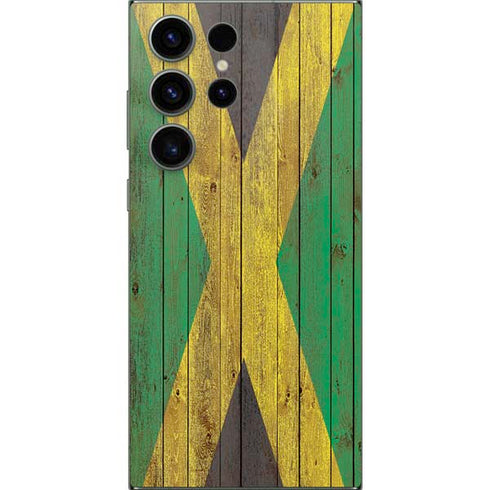 Jamaican Flag Dark Wood Galaxy S24 Ultra Skin