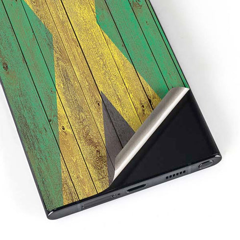 Jamaican Flag Dark Wood Galaxy S24 Ultra Skin