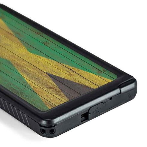 Jamaican Flag Dark Wood Galaxy S24 Ultra Waterproof Case