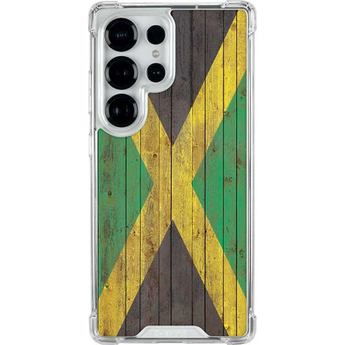 Jamaican Flag Dark Wood Galaxy S25 Ultra Clear Case