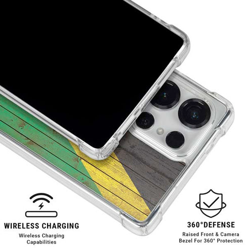 Jamaican Flag Dark Wood Galaxy S25 Ultra Clear Case