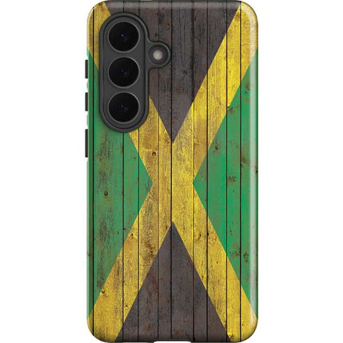 Jamaican Flag Dark Wood Galaxy S26 Plus Impact Case