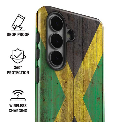 Jamaican Flag Dark Wood Galaxy S26 Plus Impact Case