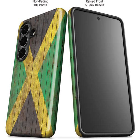 Jamaican Flag Dark Wood Galaxy S26 Plus Impact Case